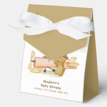 Bear Explorer World Map Airplane Boy Baby Shower 