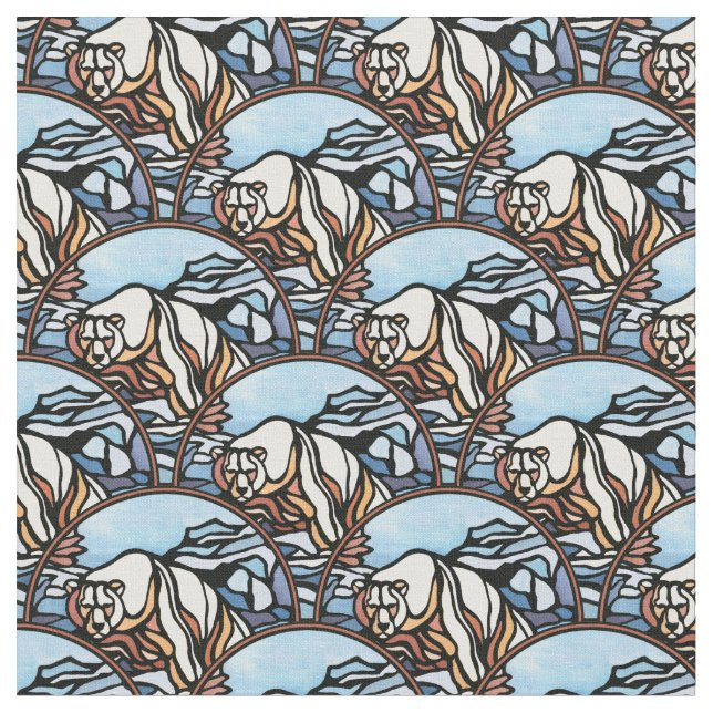 Bear Fabric Native Polar Bear Art Muster Stoff (Nahaufnahme)