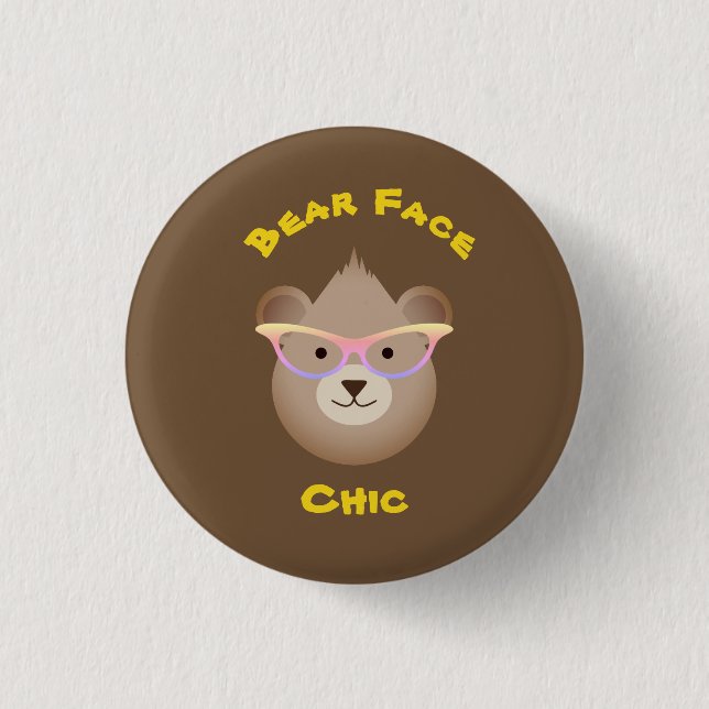 Bear Face Chic Button (Vorderseite)