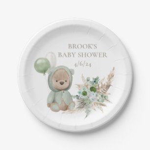 Bear Favor Wait Green Boho Bear Pappteller