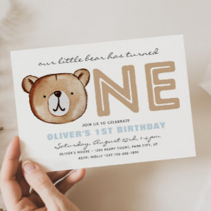 Bear First Birthday Einladungen
