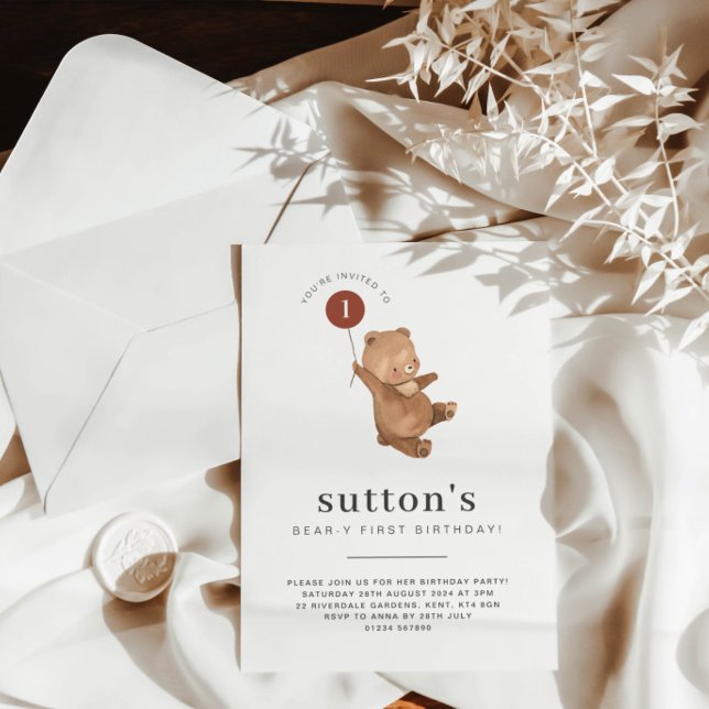 Bear First Geburtstag Einladung Rostballon (Von Creator hochgeladen)