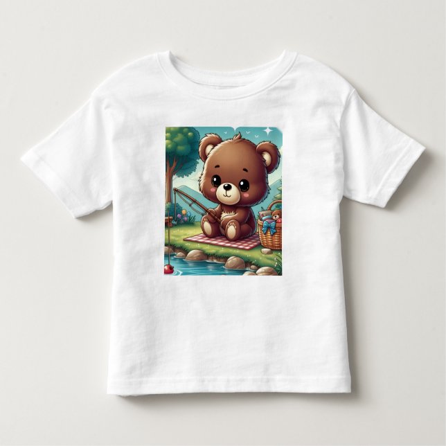 Bear fishing  on the side of a lake  tee shirt  (Vorderseite)