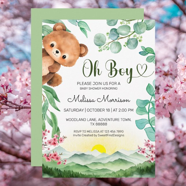 Bear Forest Cub Baby Boy Dusche Einladung (Bear Forest Cub Baby Boy Shower Invitation)