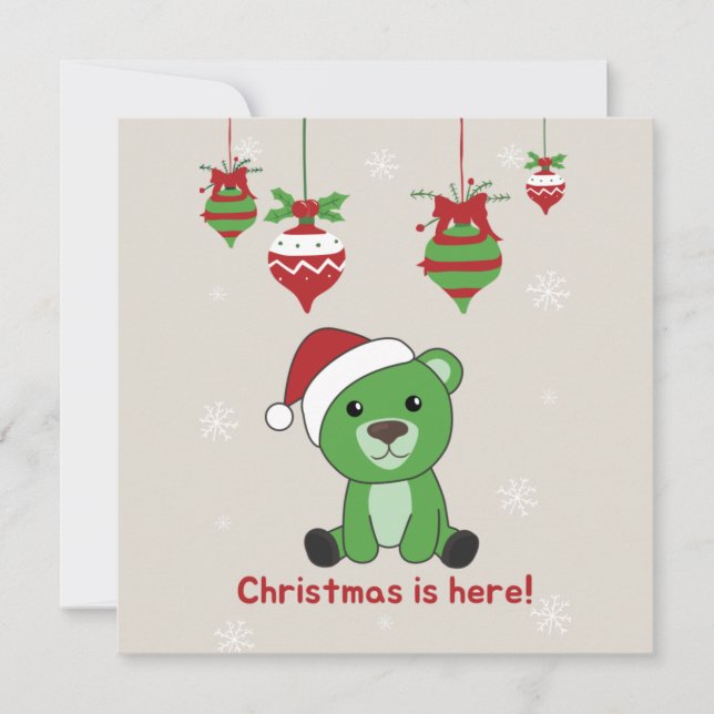 Bear Frohe Weihnachten Winter Tiere Bears Invitati Einladung (Vorderseite)