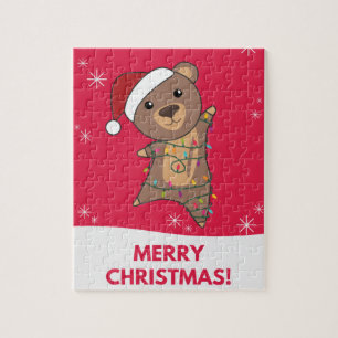 Bear Frohe Weihnachten Winter Tiere Bears Jigsaw P Puzzle