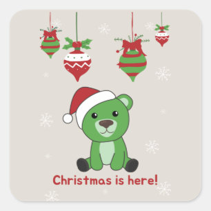 Bear Frohe Weihnachts Winter Tiere Bears Square S Quadratischer Aufkleber