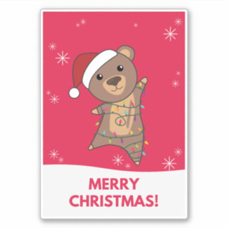 Bear Frohe Weihnachts-Wintertiere Bärensticker Aufkleber