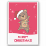 Bear Frohe Weihnachts-Wintertiere Bärensticker Aufkleber<br><div class="desc">Bär Weihnachten mit Feenlicht. Hübsche Tiere mit Geschenken und Schnee zu den Ferien. Auch lustig für Weihnachten im Juli. Bären sind süße Tiere und perfekt zu Weihnachten.</div>