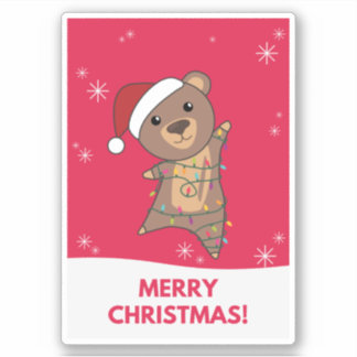 Bear Frohe Weihnachts-Wintertiere Bärensticker Aufkleber