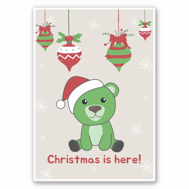 Bear Frohe Weihnachts-Wintertiere Bärensticker Aufkleber (Vorderseite)
