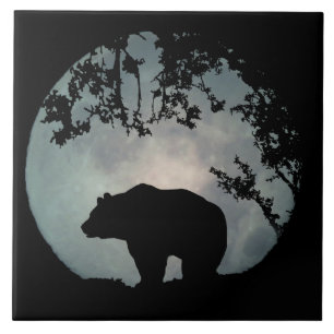 Bear Full Moon Art Tile Fliese