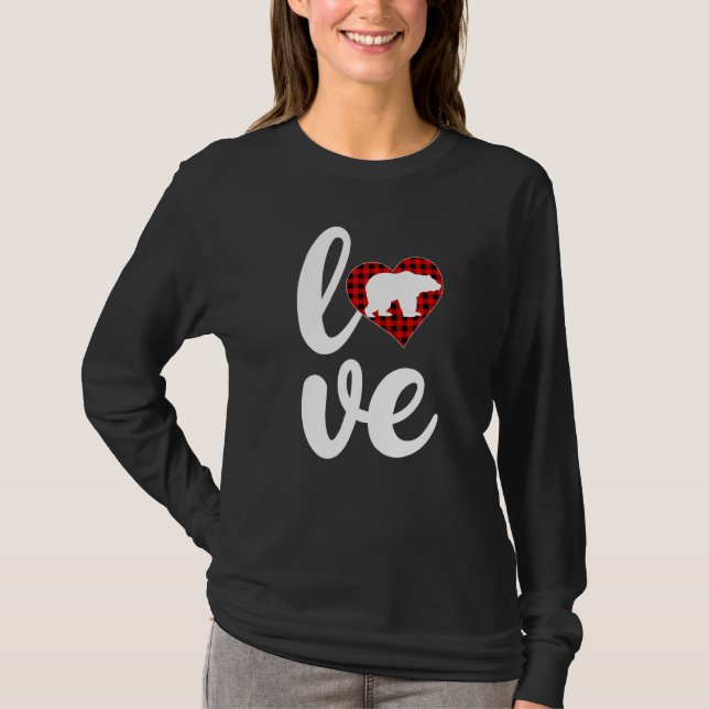 Bear Funny Buffalo Karierte Liebe Bear Valentine S T-Shirt (Vorderseite)