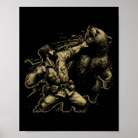 Bear Funny Man Punching Bär Retro Vintag Jagd