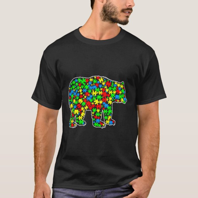 Bear Funny Puzzle Tiere Autismus Bewusstsein T-Shirt (Vorderseite)