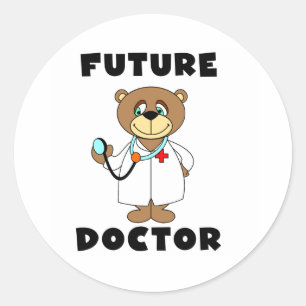Bear Future Doctor Runder Aufkleber