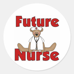 Bear Future Nurse Runder Aufkleber