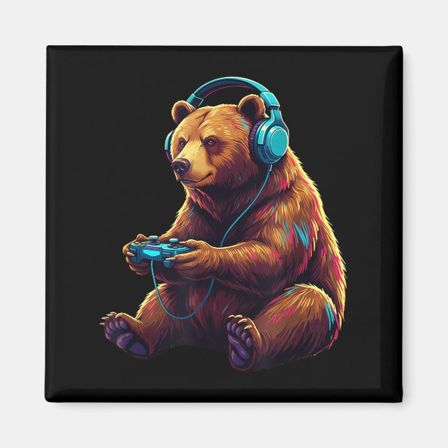 Bear Gaming Animal Video Games Funny Bear  Magnet (Vorne)