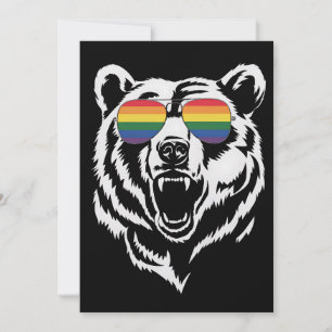 Bear Gay LGBTQ Rainbow Sunglasses Pride Flag Einladung