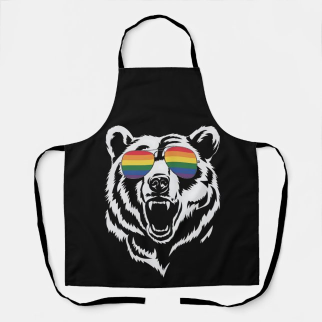Bear Gay LGBTQ Rainbow Sunglasses Pride Flag Schürze (Vorderseite)