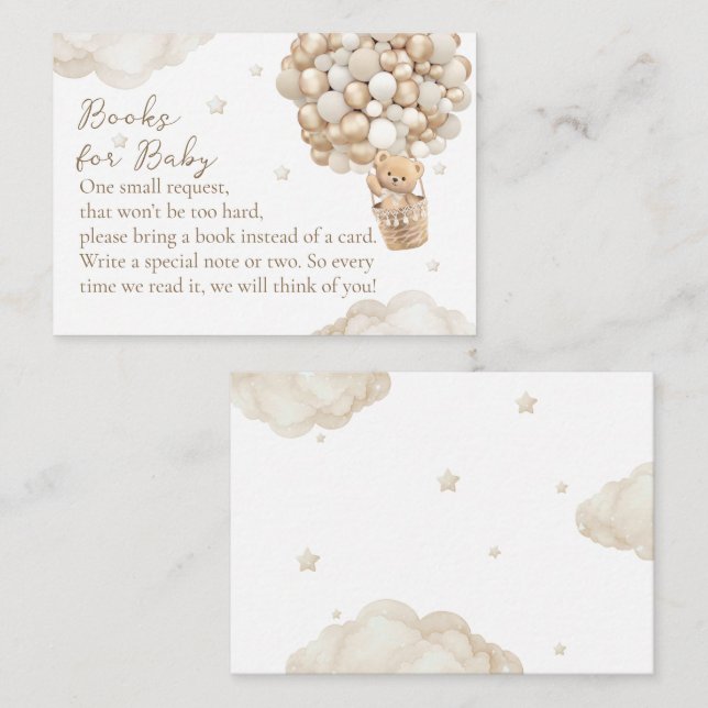 Bear Gender Neutral Baby Shower Book Request Begleitkarte (Vorne/Hinten)