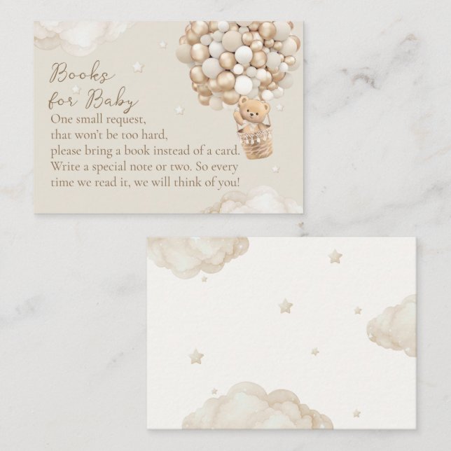 Bear Gender Neutral Baby Shower Book Request Begleitkarte (Vorne/Hinten)