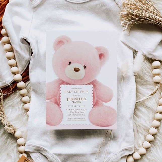 Bear Girl Baby Shower Einladung (Von Creator hochgeladen)