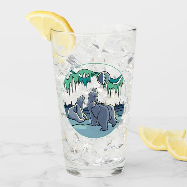 Bear Glass Northen Lights Bear Glass Personalisier Glas (Vorderseite Ice)