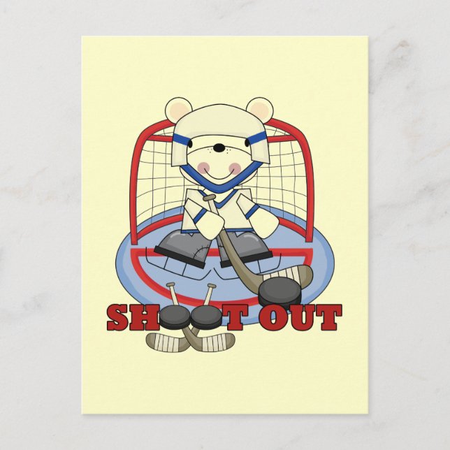 Bear Goalie Shoot Out Hockey Tshirts und Geschenke Postkarte (Vorderseite)