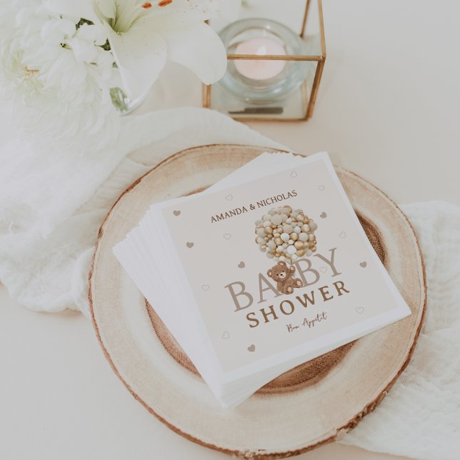 Bear Gold Balloons Babydusche Serviette (Von Creator hochgeladen)