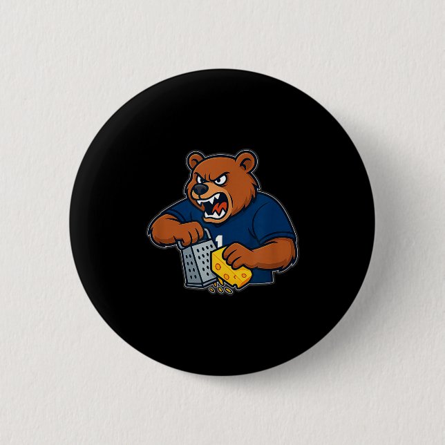 Bear Grating Cheese Funny  Button (Vorderseite)