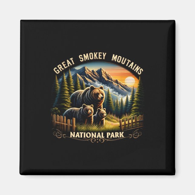Bear Great Smokey Mountains National Park Black Be Magnet (Vorne)