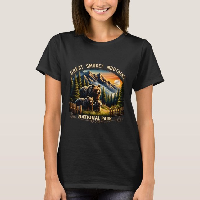 Bear Great Smokey Mountains National Park Black Be T-Shirt (Vorderseite)