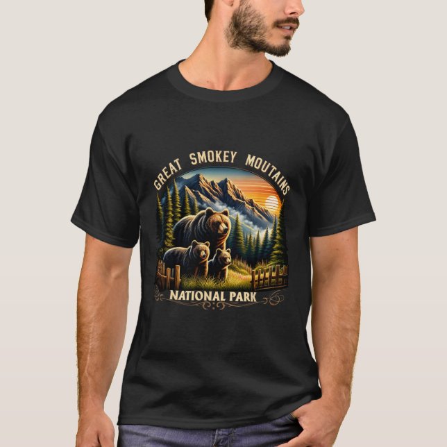 Bear Great Smokey Mountains National Park Black Be T-Shirt (Vorderseite)