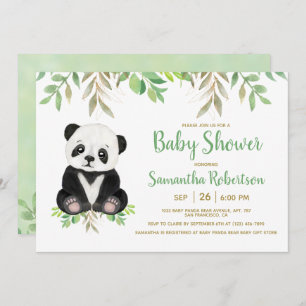 Bear Greenery Gender Neutral Baby Dusche Einladung