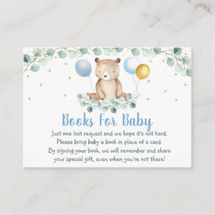 Bear Greenery Gold Blue Baby Shower Buy Request Begleitkarte