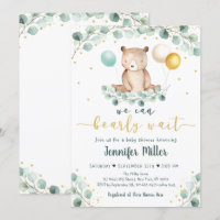 Bear Greenery Gold Gender Neutral Baby Dusche