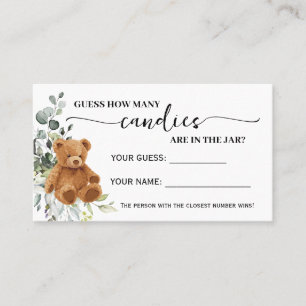 Bear Greenery Wie viele Candies Shower Game Card Platzkarte