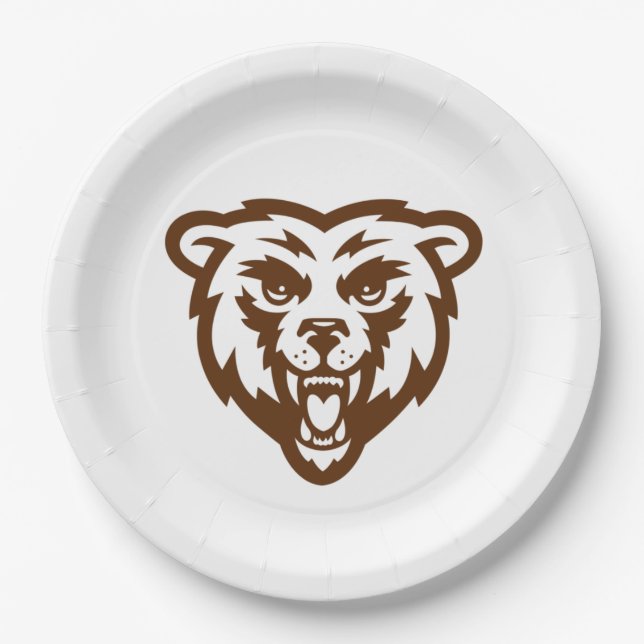 Bear Grizzly Brown Rustic Woodland Folk Animes Pappteller (Vorderseite)