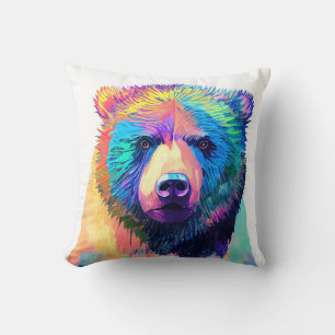 Bear Grizzly Wild Nature Tierfarben Kunst, Dichtun Kissen