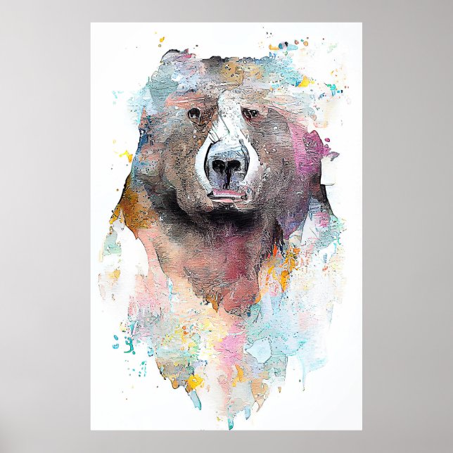 Bear Grizzly Wilde Tiere Art Poster (Vorne)
