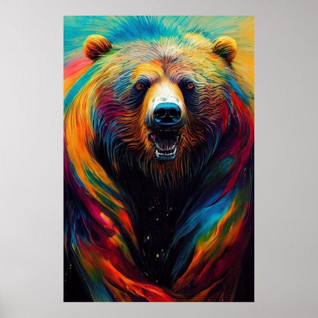 Bear Grizzy Animal Discovery Adventure Nature Pla Poster (Vorne)