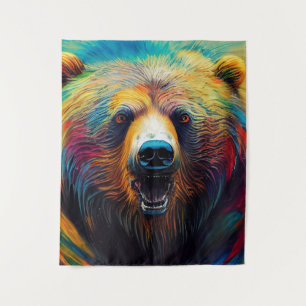 Bear Grizzy Animal Discovery Adventure Nature Pla Wandteppich