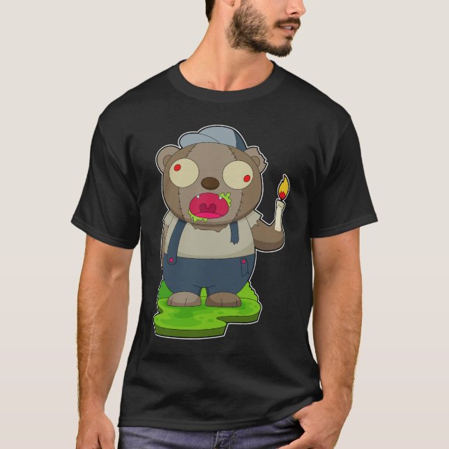 Bear Halloween Zombie Candle T-Shirt (Vorderseite)