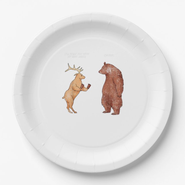Bear Hands Oh Deer Funny Sayings Pun Gift  Pappteller (Vorderseite)