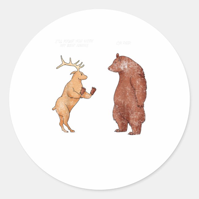 Bear Hands Oh Deer Funny Sayings Pun Gift  Runder Aufkleber (Vorderseite)
