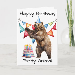 Bear Happy Birthday Party Animal Karte