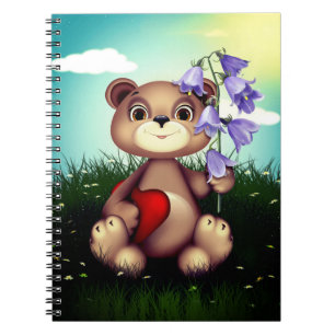 Bear Holding Bouquet Blume-39920 Notizblock
