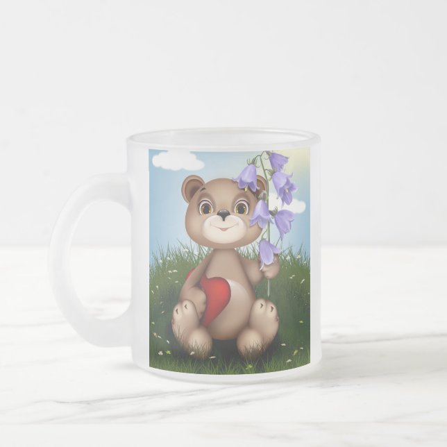 Bear Holding Bouquet Flower-30926 Mattglastasse (Links)