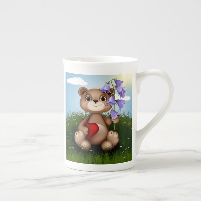 Bear Holding Bouquet Flower-30926 Prozellantasse (Rechts)